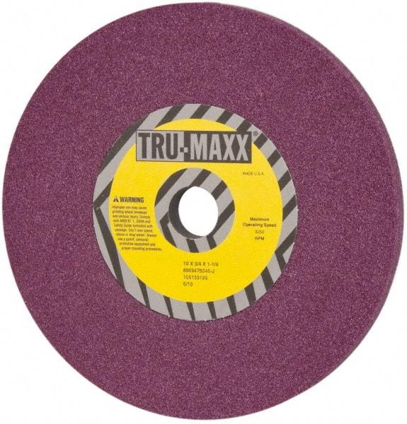 Tru-Maxx - 10" Diam x 1-1/4" Hole x 3/4" Thick, J Hardness, 46 Grit Surface Grinding Wheel - Aluminum Oxide, Type 1, Coarse Grade, 3,250 Max RPM, No Recess - USA Tool & Supply