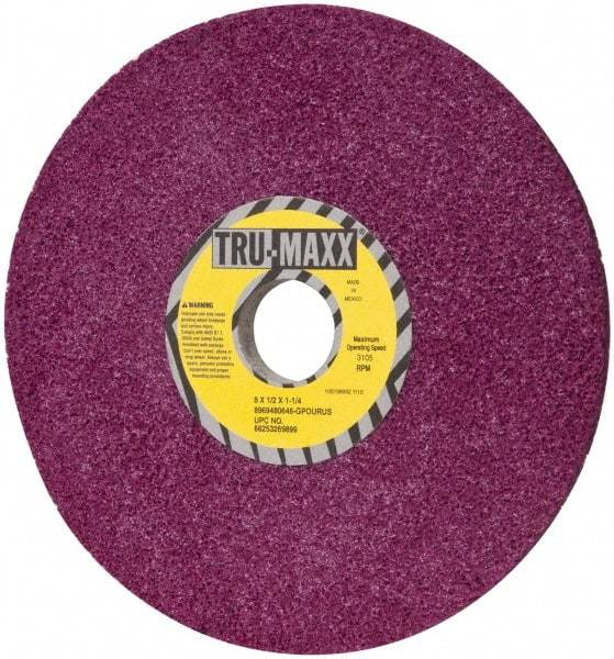 Tru-Maxx - 8" Diam x 1-1/4" Hole x 1/2" Thick, G Hardness, 46 Grit Surface Grinding Wheel - Aluminum Oxide, Type 1, Coarse Grade, 3,105 Max RPM, No Recess - USA Tool & Supply