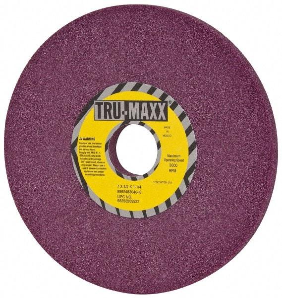 Tru-Maxx - 7" Diam x 1-1/4" Hole x 1/2" Thick, K Hardness, 46 Grit Surface Grinding Wheel - Aluminum Oxide, Type 1, Coarse Grade, 3,600 Max RPM, No Recess - USA Tool & Supply