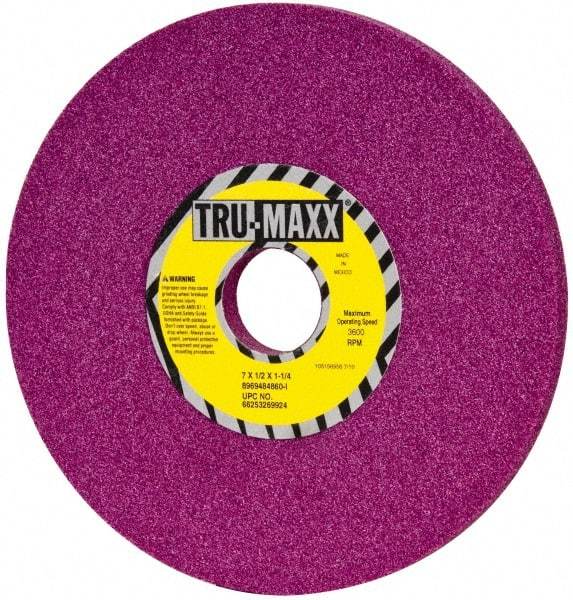 Tru-Maxx - 7" Diam x 1-1/4" Hole x 1/2" Thick, I Hardness, 60 Grit Surface Grinding Wheel - Aluminum Oxide, Type 1, Medium Grade, 3,600 Max RPM, No Recess - USA Tool & Supply