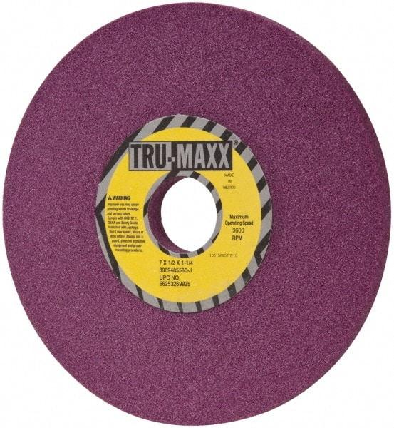 Tru-Maxx - 7" Diam x 1-1/4" Hole x 1/2" Thick, J Hardness, 60 Grit Surface Grinding Wheel - Aluminum Oxide, Type 1, Medium Grade, 3,600 Max RPM, No Recess - USA Tool & Supply