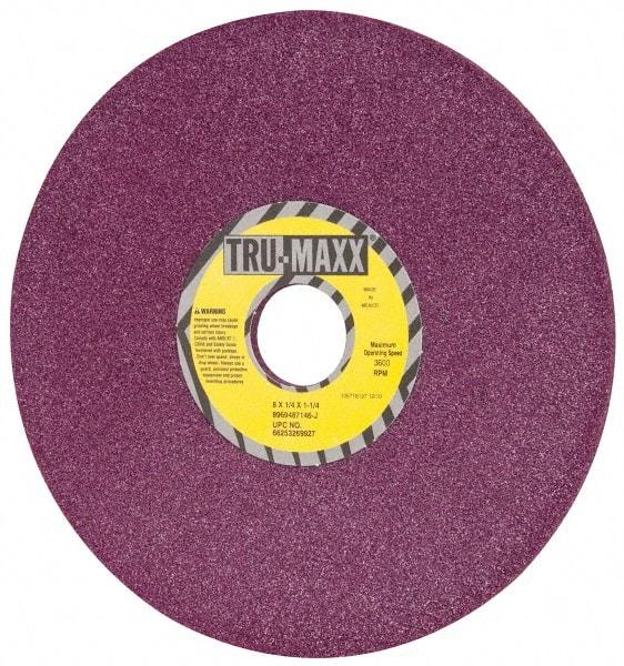 Tru-Maxx - 8" Diam x 1-1/4" Hole x 1/4" Thick, J Hardness, 46 Grit Surface Grinding Wheel - Aluminum Oxide, Type 1, Coarse Grade, 3,600 Max RPM, No Recess - USA Tool & Supply