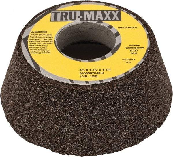 Tru-Maxx - 4" Diam, 1-1/4" Hole Size, 1-1/2" Overall Thickness, 46 Grit, Type 11 Tool & Cutter Grinding Wheel - Coarse Grade, Aluminum Oxide, K Hardness, 5,730 RPM - USA Tool & Supply