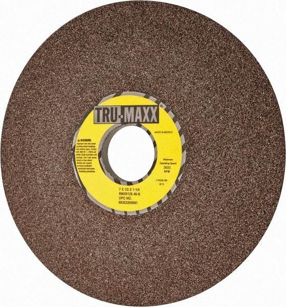 Tru-Maxx - 7" Diam, 1-1/4" Hole Size, 1/2" Overall Thickness, 46 Grit, Type 12 Tool & Cutter Grinding Wheel - Coarse Grade, Aluminum Oxide, K Hardness, 3,600 RPM - USA Tool & Supply