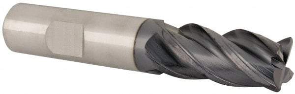Value Collection - 5/8", 1-1/4" LOC, 5/8" Shank Diam, 3-1/2" OAL, 4 Flute, Solid Carbide Square End Mill - Single End, AlTiN Finish, Spiral Flute, Variable° Helix, Right Hand Cut, Right Hand Flute - USA Tool & Supply