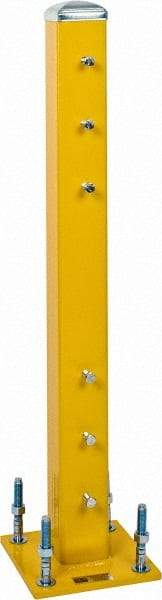 Steel King - Double 42 Inch High Center Steel Guard Rail Mount Post - Yellow, 10 Inch Mounted Length x 10 Inch Mounted Width For Use with Steel King Railing - USA Tool & Supply