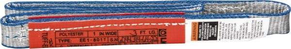 Lift-All - 3' Long x 1" Wide, 1,600 Lb Vertical Capacity, 1 Ply, Polyester Web Sling - 1,250 Lb Choker Capacity - USA Tool & Supply