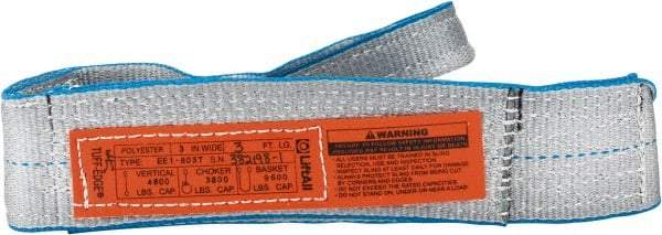 Lift-All - 3' Long x 3" Wide, 4,800 Lb Vertical Capacity, 1 Ply, Polyester Web Sling - 3,800 Lb Choker Capacity - USA Tool & Supply