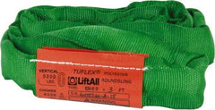 Lift-All - 3' Long x 3" Wide, 5,300 Lb Vertical Capacity, Polyester Web Sling - 4,200 Lb Choker Capacity, 7/8" Diam Chain, Green - USA Tool & Supply
