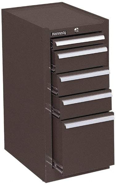 Kennedy - 5 Drawer Red Side Cabinet - 13-5/8" Wide x 29" High x 18" Deep, Use with 27" Wide Roller Cabinet - USA Tool & Supply