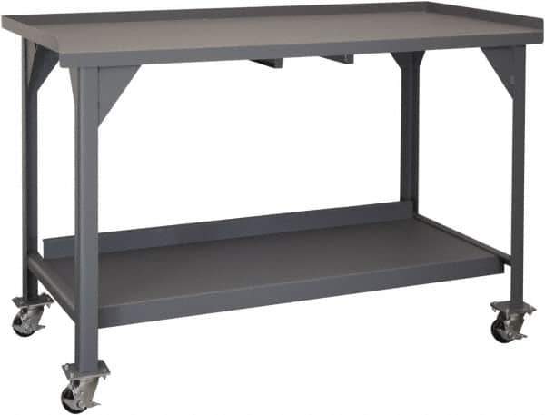 Durham - Roll-Around Workbench Mobile Work Bench - Steel, Gray, 60" Long x 30" Deep x 39-1/2" High - USA Tool & Supply