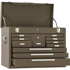 Kennedy - 11 Drawer Tool Chest - 26-1/8" Wide x 12-1/8" Deep x 18-7/8" High, Steel, Brown - USA Tool & Supply