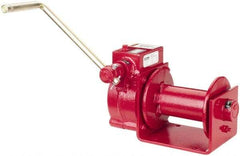 THERN - 2000/1000 Lbs. Load Limit Worm Gear Hand Winch - 2,000 Lbs. Line Pull Capacity, 15 Lbs. Force to Lift 1,000 Pounds, 1/4 inch Cable Diameter - USA Tool & Supply
