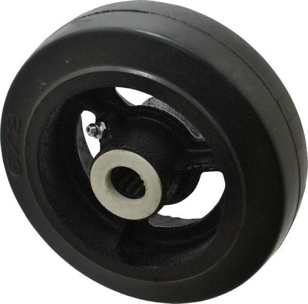Fairbanks - 6 Inch Diameter x 2 Inch Wide, Rubber Caster Wheel - 410 Lb. Capacity, 2-3/16 Inch Hub Length, 3/4 Inch Axle Diameter, Roller Bearing - USA Tool & Supply