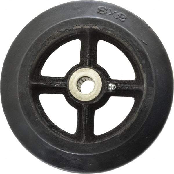 Fairbanks - 8 Inch Diameter x 2 Inch Wide, Rubber Caster Wheel - 500 Lb. Capacity, 2-3/16 Inch Hub Length, 3/4 Inch Axle Diameter, Roller Bearing - USA Tool & Supply