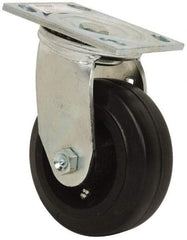 Value Collection - 5" Diam x 2" Wide x 6-1/2" OAH Top Plate Mount Swivel Caster - Rubber, 500 Lb Capacity, Roller Bearing, 4 x 4-1/2" Plate - USA Tool & Supply