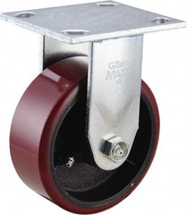 Value Collection - 5" Diam x 2" Wide x 6-1/2" OAH Top Plate Mount Rigid Caster - Polyurethane, 1,200 Lb Capacity, Roller Bearing, 4 x 4-1/2" Plate - USA Tool & Supply
