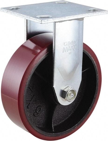 Value Collection - 6" Diam x 2" Wide x 7-1/2" OAH Top Plate Mount Rigid Caster - Polyurethane, 1,200 Lb Capacity, Roller Bearing, 4 x 4-1/2" Plate - USA Tool & Supply