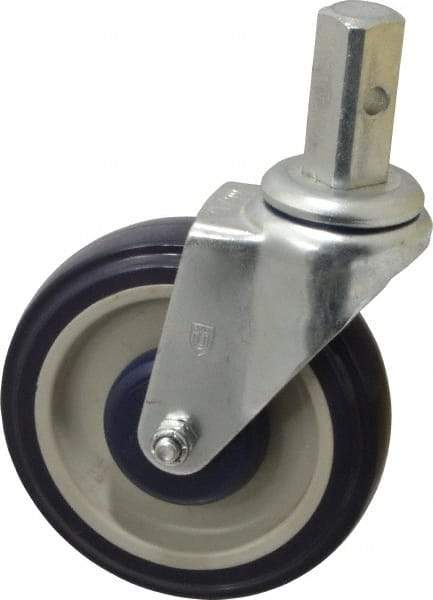 Win-Holt - 5" Diam x 1-1/4" Wide x 6-3/16" OAH Stem Mount Swivel Caster - Polyurethane, 250 Lb Capacity, Ball Bearing, 27/32 x 2-1/2" Square Stem - USA Tool & Supply
