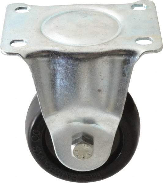 Fairbanks - 3" Diam x 1-1/4" Wide x 4-3/8" OAH Top Plate Mount Rigid Caster - Soft Rubber, 175 Lb Capacity, Self-Lubricating Bearing, 2-7/8 x 3-5/8" Plate - USA Tool & Supply