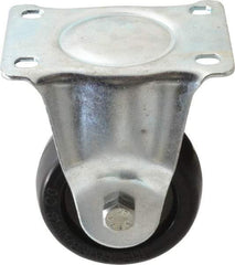 Fairbanks - 3" Diam x 1-1/4" Wide x 4-3/8" OAH Top Plate Mount Rigid Caster - Soft Rubber, 175 Lb Capacity, Self-Lubricating Bearing, 2-7/8 x 3-5/8" Plate - USA Tool & Supply