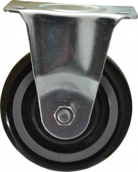 Fairbanks - 4" Diam x 1-1/4" Wide x 5" OAH Top Plate Mount Rigid Caster - Polyurethane, 250 Lb Capacity, Ball Bearing, 2-7/8 x 3-5/8" Plate - USA Tool & Supply