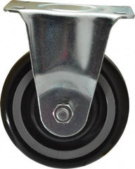 Fairbanks - 4" Diam x 1-1/4" Wide x 5" OAH Top Plate Mount Rigid Caster - Polyurethane, 250 Lb Capacity, Ball Bearing, 2-7/8 x 3-5/8" Plate - USA Tool & Supply