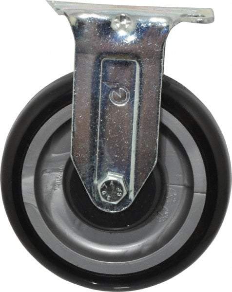 Fairbanks - 5" Diam x 1-1/4" Wide x 6-15/32" OAH Top Plate Mount Rigid Caster - Polyurethane, 275 Lb Capacity, Ball Bearing, 2-7/8 x 3-5/8" Plate - USA Tool & Supply