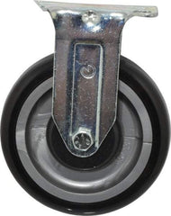 Fairbanks - 5" Diam x 1-1/4" Wide x 6-15/32" OAH Top Plate Mount Rigid Caster - Polyurethane, 275 Lb Capacity, Ball Bearing, 2-7/8 x 3-5/8" Plate - USA Tool & Supply