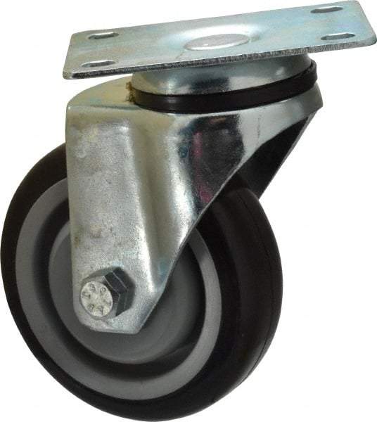 Fairbanks - 4" Diam x 1-1/4" Wide x 5" OAH Top Plate Mount Swivel Caster - Polyurethane, 250 Lb Capacity, Ball Bearing, 2-7/8 x 3-5/8" Plate - USA Tool & Supply