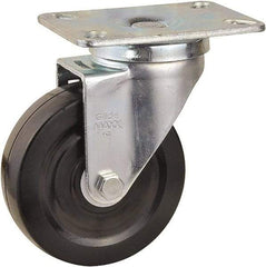 Value Collection - 4" Diam x 1-1/4" Wide x 5-13/32" OAH Top Plate Mount Swivel Caster - Soft Rubber, 200 Lb Capacity, Self-Lubricating Bearing, 2-7/8 x 3-5/8" Plate - USA Tool & Supply