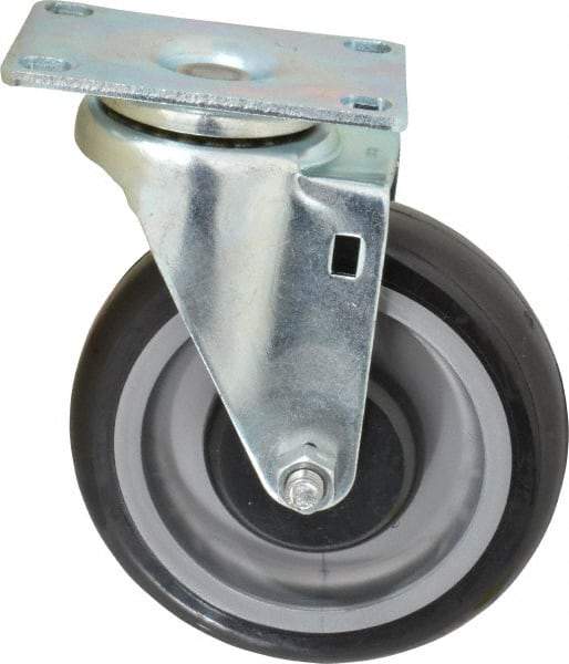 Fairbanks - 5" Diam x 1-1/4" Wide x 6-15/32" OAH Top Plate Mount Swivel Caster - Polyurethane, 275 Lb Capacity, Ball Bearing, 2-7/8 x 3-5/8" Plate - USA Tool & Supply