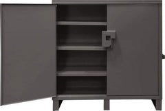 Durham - 3 Shelf Locking Storage Cabinet - Steel, 60" Wide x 24" Deep x 60" High, Gray - USA Tool & Supply