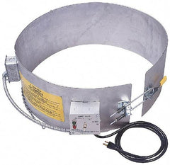Made in USA - 9-1/4" Wide, 55 Gallon Wrap-Around Drum Heater - 120 Volt, to 800 Watts, 6.67 Amps, 0°F to 165°F Thermostat Rating - USA Tool & Supply