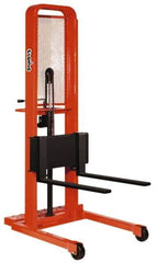 Presto Lifts - 2,000 Lb Capacity, 64" Lift Height, Adjustable Forks Base - Straddle Manually Operated Lift - USA Tool & Supply