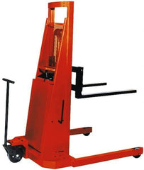 Presto Lifts - 2,700 Lb Capacity, 127" Lift Height, Battery Operated Pallet Straddle Stacker - 2-1/2" Lowered Height, 24" Load Center, 36" Fork Length - USA Tool & Supply
