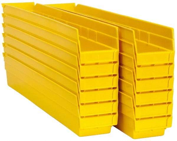 Akro-Mils - 23-5/8" Deep, Yellow Hopper Shelf Bin - 4" High x 4-1/8" Wide x 23-5/8" Long - USA Tool & Supply