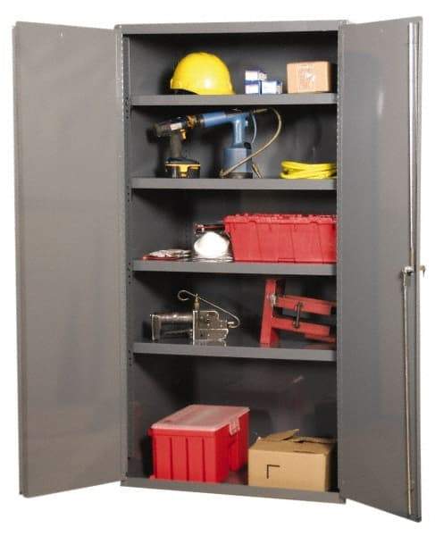 Durham - 3 Shelf Locking Storage Cabinet - Steel, 36" Wide x 24" Deep x 84" High, Gray - USA Tool & Supply