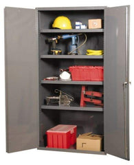 Durham - 3 Shelf Locking Storage Cabinet - Steel, 36" Wide x 24" Deep x 72" High, Gray - USA Tool & Supply