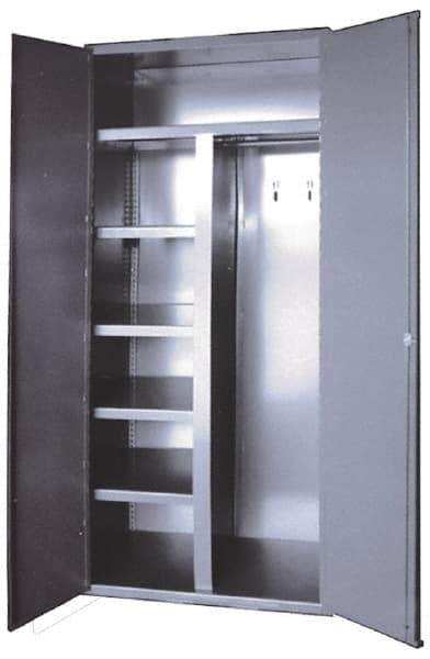 Durham - 5 Shelf Combination Storage Cabinet - Steel, 36" Wide x 24" Deep x 84" High, Gray - USA Tool & Supply