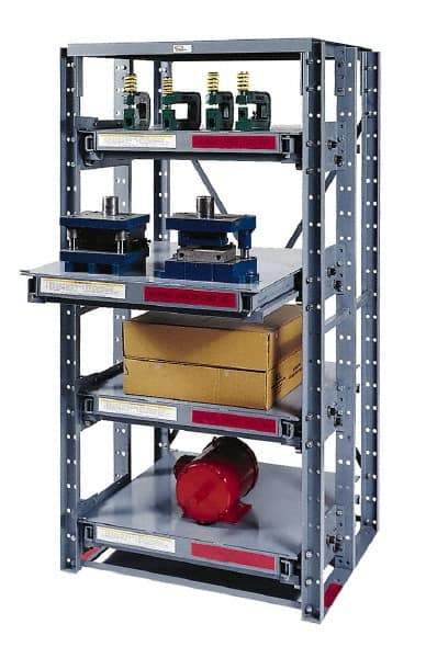 Made in USA - 3 Shelf Starter Full Extension Roll-Out Open Steel Shelving - 2,000 Lb Capacity, 44" Wide x 84-1/2" High x 36" Deep, Gray - USA Tool & Supply