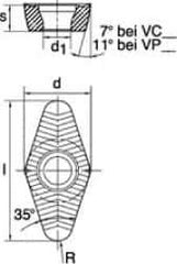 LMT - VCGT220530 ALM Grade LC610T Carbide Milling Insert - TiAlN Finish, 0.2189" Thick, 1/2" Inscribed Circle, 3mm Corner Radius - USA Tool & Supply