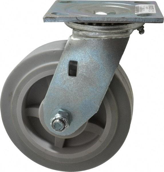 Value Collection - 6" Diam x 2" Wide x 7-1/2" OAH Top Plate Mount Swivel Caster - TPR, 550 Lb Capacity, Roller Bearing, 4 x 4-1/2" Plate - USA Tool & Supply