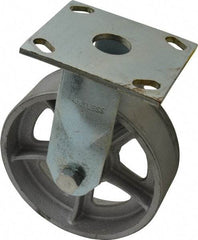 Albion - 6" Diam x 2" Wide x 7-1/4" OAH Top Plate Mount Rigid Caster - Semi-Steel, 900 Lb Capacity, Roller Bearing, 4 x 4-1/2" Plate - USA Tool & Supply