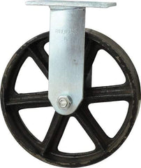 Albion - 8" Diam x 2" Wide x 9-1/2" OAH Top Plate Mount Rigid Caster - Semi-Steel, 1,050 Lb Capacity, Roller Bearing, 4 x 4-1/2" Plate - USA Tool & Supply