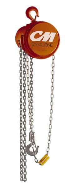 CM - 2,000 Lb Lifting Capacity, 8' Lift Height, Hand Hoist - Made from Chain, 30' Overhaul to Lift 1', 69 Lb Avg Pull to Lift Rated Load, 1 Chain - USA Tool & Supply