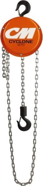 CM - 1,000 Lb Lifting Capacity, 8' Lift Height, Hand Hoist - Made from Chain, 22-1/2' Overhaul to Lift 1', 46 Lb Avg Pull to Lift Rated Load, 1 Chain - USA Tool & Supply