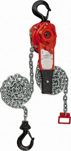 CM - 1,500 Lb Lifting Capacity, 10' Lift Height, Lever Hoist - Made from Chain, 45 Lb Avg Pull to Lift Rated Load - USA Tool & Supply
