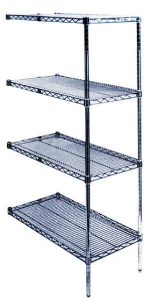 Value Collection - 4 Shelf Wire Shelving Unit - 48" Wide x 18" Deep x 63" High, - USA Tool & Supply