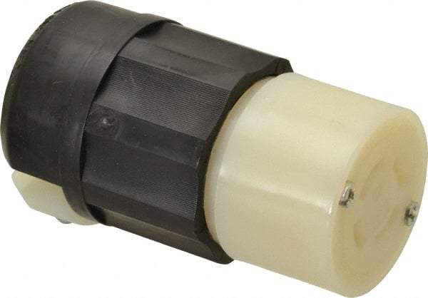 Leviton - 125/250 VAC, 20 Amp, L14-20R Configuration, Industrial Grade, Self Grounding Connector - 1 Phase, 3 Poles, 0.595 to 0.895 Inch Cord Diameter - USA Tool & Supply